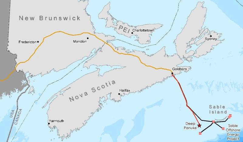 Goldboro Nova Scotia Map Canada: Deep Panuke Offshore Platform Removed From