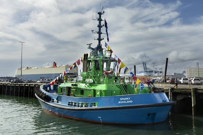 Electric Tug Sparky Chistened in Auckland
